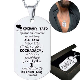 Náhrdelník so psou známkou s venovaním pre otca Darček pre milého otca